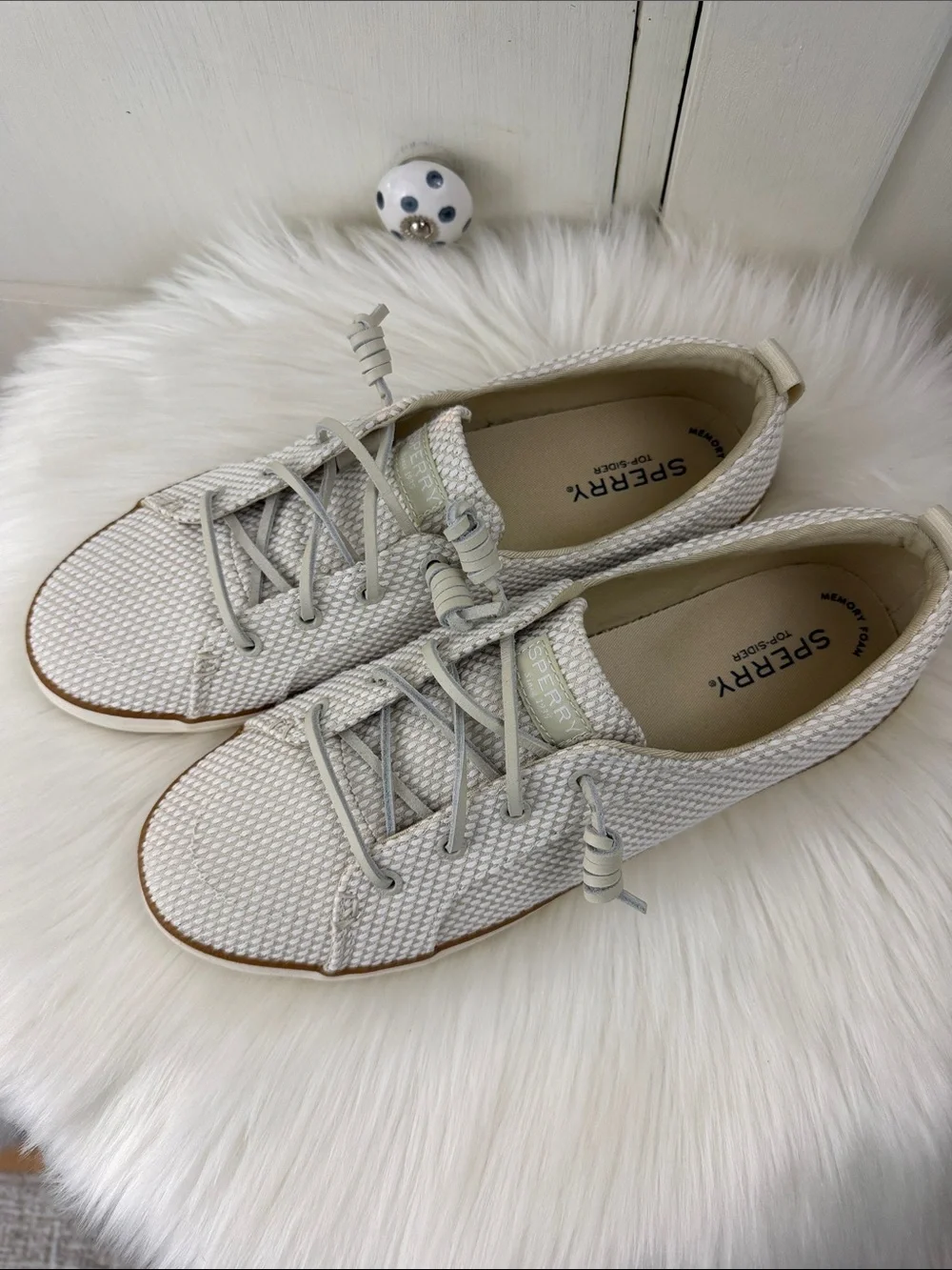 Sperry Cream Woven texture Memory Foam Slip-On Sneakers 10
